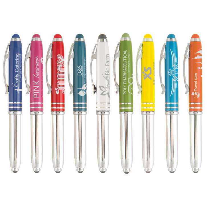 8er Set Touchpen Mit LED Licht & Kugelschreiber - 8 Stylusfarben, Für Smartphones Und Tablets